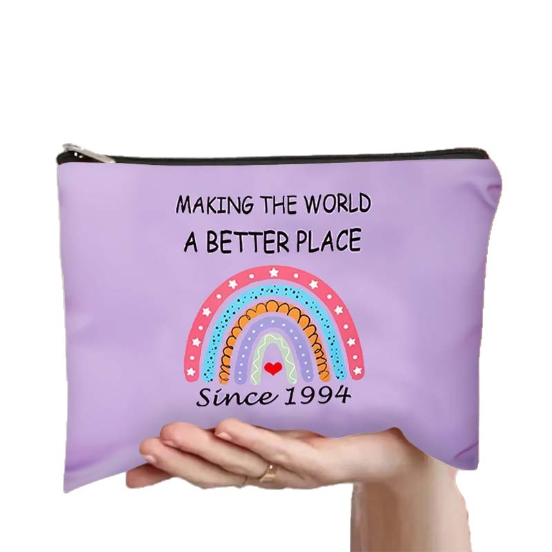 Bolso cosmético estampado de doble cara de cumpleaños explosivo transfronterizo de Amazon, bolso de almacenamiento, bolso multifuncional con cremallera para mujer