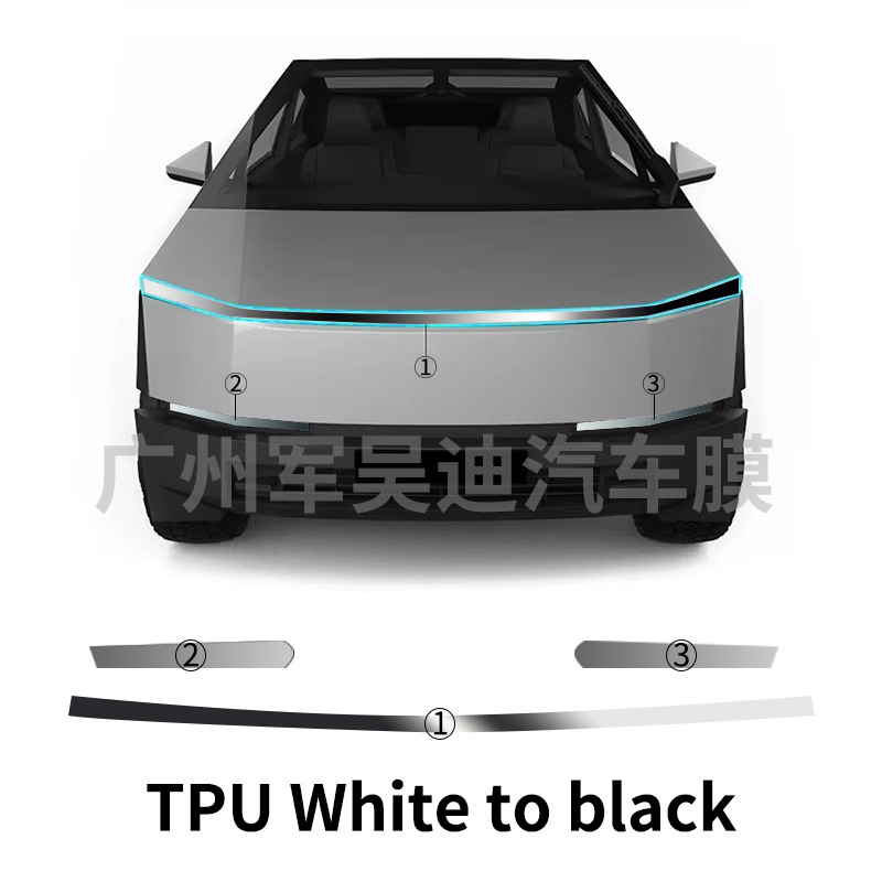 Tpu Light-Controlled Color-Changing White to Purple Car Headlight Film Cross-Border Exclusive Supply Suitable for Tesla Cybertruck