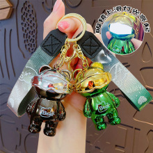 卡通炫酷发光渐变电镀机械熊钥匙扣创意包包挂件钥匙链小礼品批发