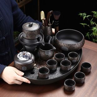 Tea Set Set Black Mud Purple Sand Automatic Tea Set Full Set Lazy Anti-Scalding Home Living Room Office Teapot Complete Tea Set