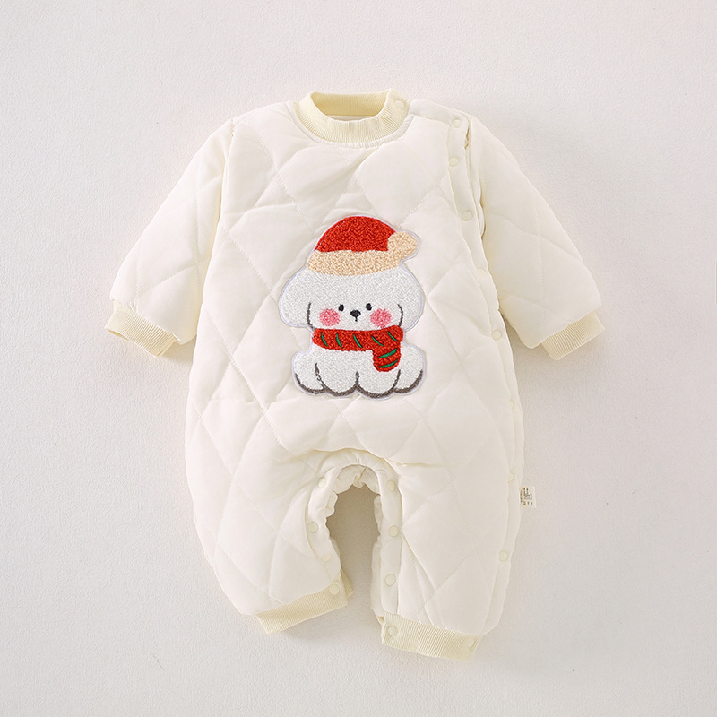 秋冬季新生婴儿衣服加厚夹棉连体衣男女宝宝可爱棉花衣棉服哈衣|undefined