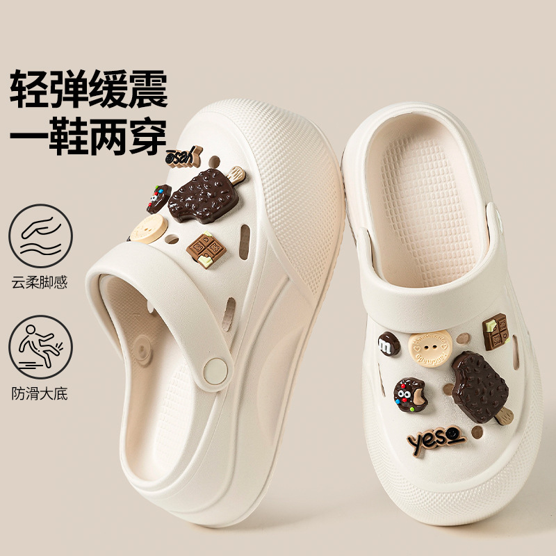Women's Cartoon Ice Cream DIY Accessories Clogs with a Stepping-On-Clouds Feel, Summer Closed-Toe Outdoor Sandals for Girls Women's Cartoon Ice Cream DIY Accessories Clogs with a Stepping-On-Clouds Feel, Summer Closed-Toe Outdoor Sandals for Girls