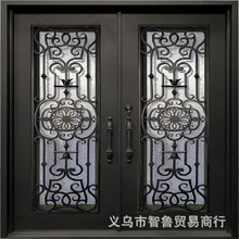 铁艺锻打防盗入户门 别墅熟铁锻打进户门装饰 工厂直供铁艺门