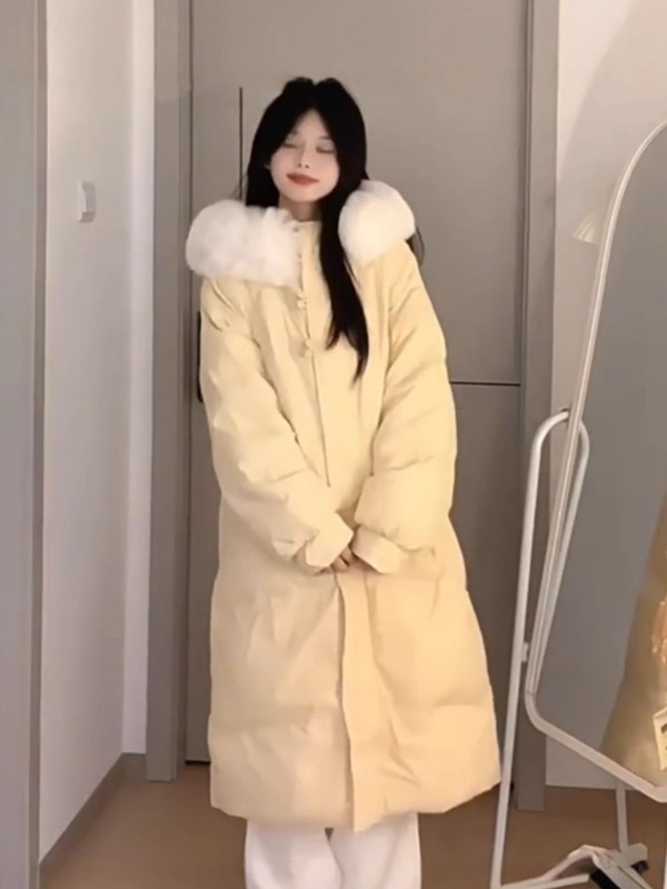 白灵儿同款羽绒棉服女中长款宽松2025冬季新款韩版加厚时尚连帽|undefined