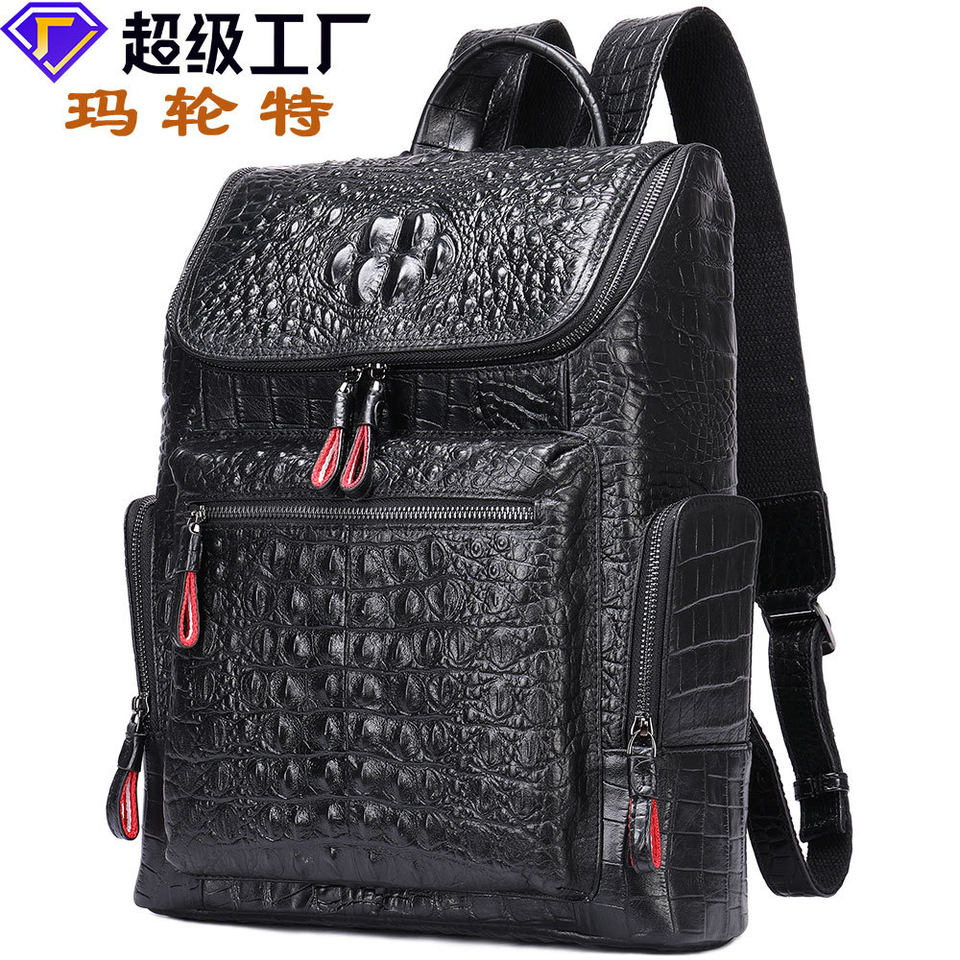 Ba lô nam da bò thật vân cá sấu, ngăn laptop 14 inch, kiểu công sở — 816 màu đen, 9197 màu đen, 9157 màu đen, 9196 màu đen