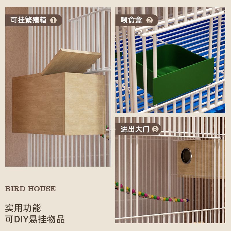 オウム鳥かご 大型鳥小屋 虎皮黒鳳凰鳥かご カワセミ牡丹専用 繁殖箱付き 高さのある鳥かご|undefined