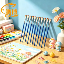 双色软毛小笔刷 油画笔石膏陶瓷绘画水粉画笔毛刷笔