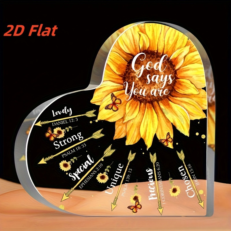 精致的心形向日葵亚克力纪念品鼓舞人心的装饰配件