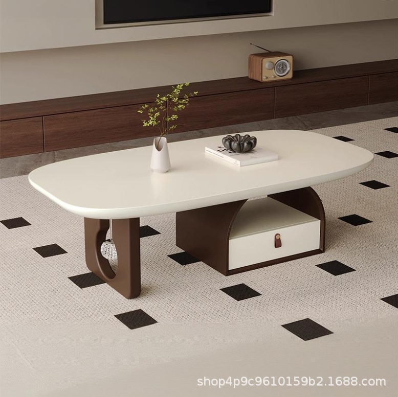 Italiano Medieval Silencioso Viento con lámpara mesa de té sala de estar minimalista pequeño tipo de lujo ligero de alto nivel de sensación de mesa de té creativa doméstica