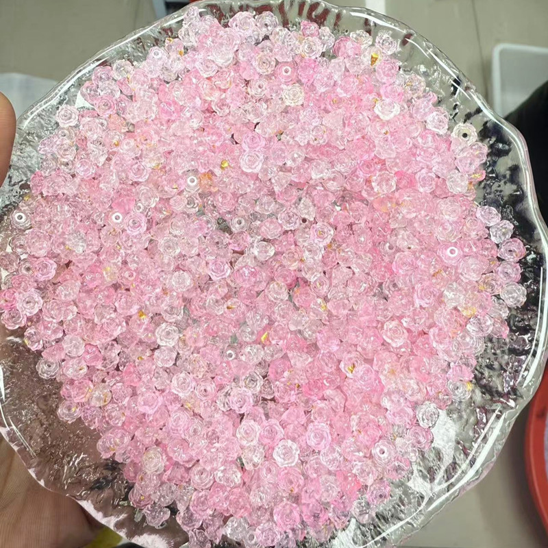 Luz nocturna brillante dorada rosa mini camellia acrílico diy cuentas hechas a mano al por mayor explosión de sonido