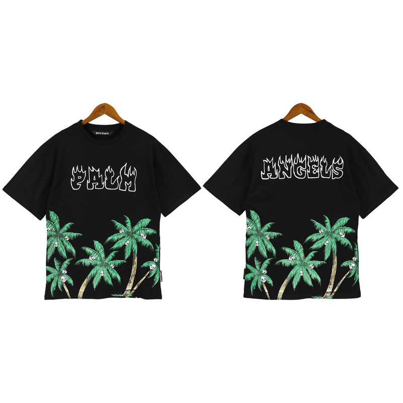 Cross-Border Exclusive Palmangels Palm Angel Palm Tree Art Letter Print Men's and Women's Casual Short-Sleeved T-Shirts