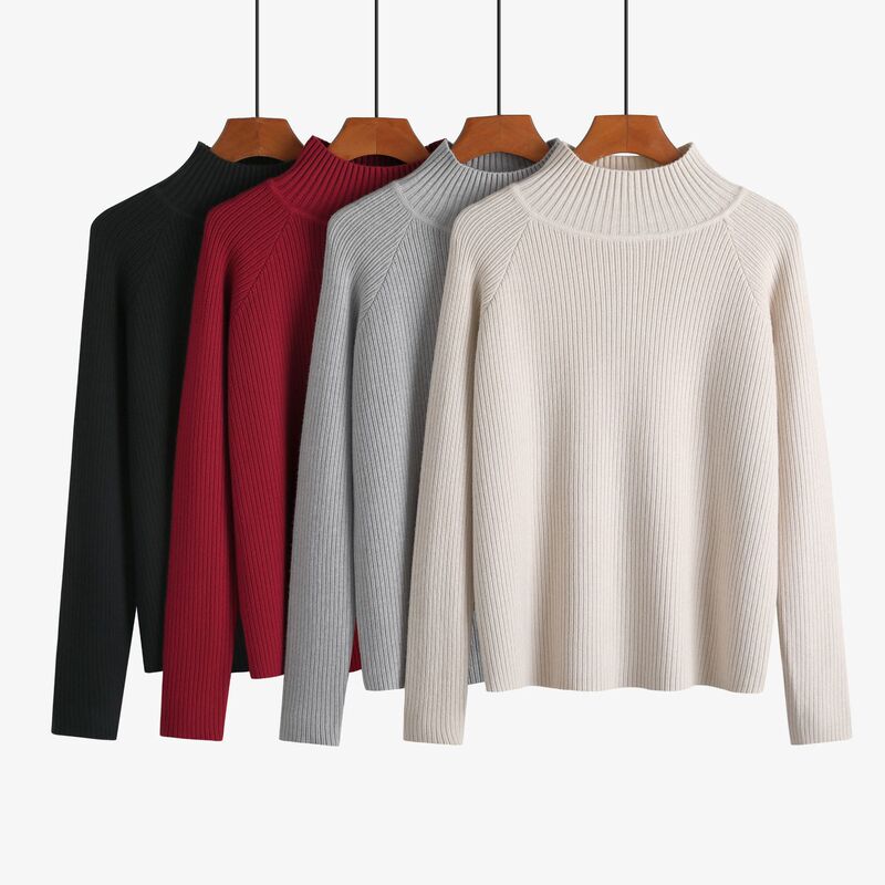 Foreign Trade Cross-border Semi-turtle Neck Sweater Autumn and Winter Loose Knitted Base Shirt Women's Sweater Plus Size 200 Jin Fat Foreign Trade Cross-border Semi-turtle Neck Sweater Autumn and Winter Loose Knitted Base Shirt Women's Sweater Plus Size 200 Jin Fat