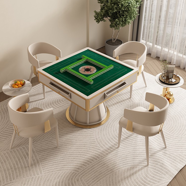 Mesa de mahjong completamente automática, mesa de comedor, una pieza, máquina de mahjong de losa de roca multifuncional de doble propósito, simple y ligera moderna, silenciosa King