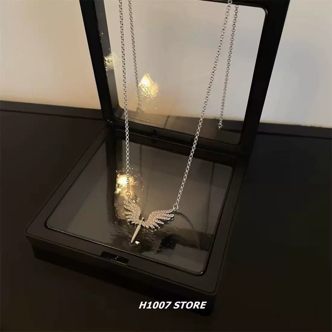 天使之翼镶钻翅膀项链男女小众高级感百搭锁骨链颈链配饰嘻哈饰品