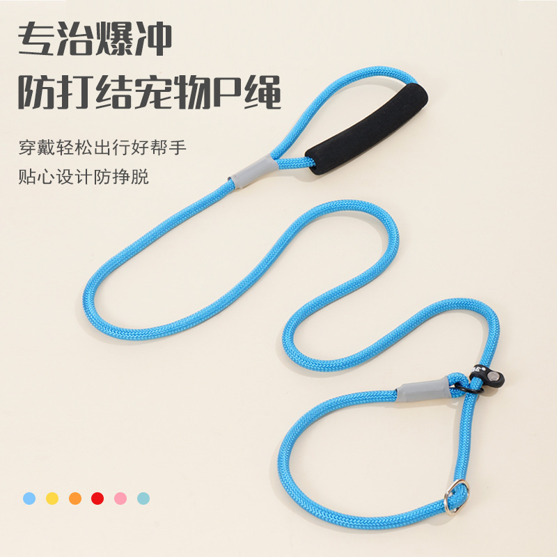 Cross-border pet traction rope explosion-proof punch P chain integrated dog walking rope medium and large training dog P rope wholesale