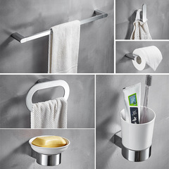 外貿鋅合金毛巾架六件套單杆衣鈎衛生間毛巾置物架浴室掛件組合