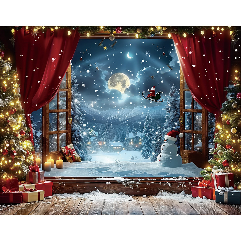 Tela de fondo de estudio de Navidad Actividades de Navidad Decoración de fiesta Tela de pared de fondo Escena de nieve de Navidad Tela colgante de fondo de foto