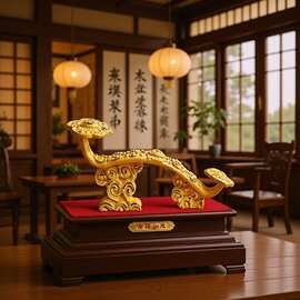 绒沙金五福如意摆件客厅入户玄关办公室招财装饰开业乔迁新居礼物