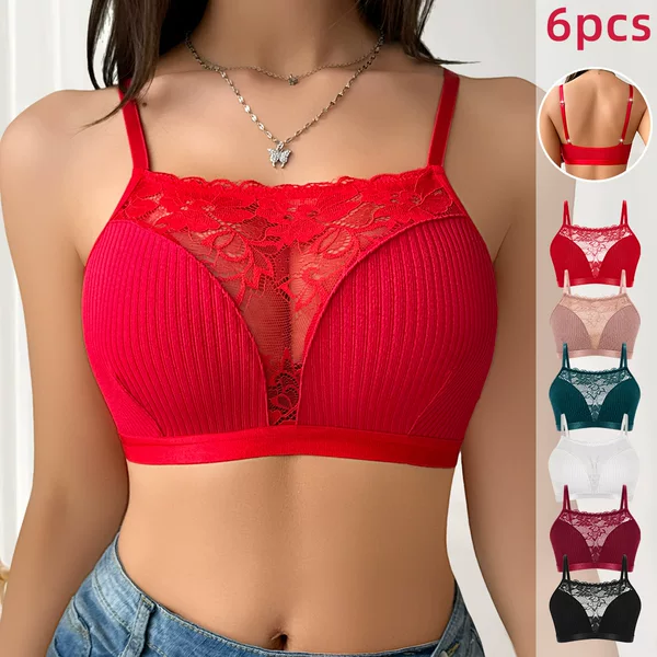 Cross-Border Women's Vest-Style Bra, Lace Breathable Push-Up Sports Bra with Removable Shoulder Straps