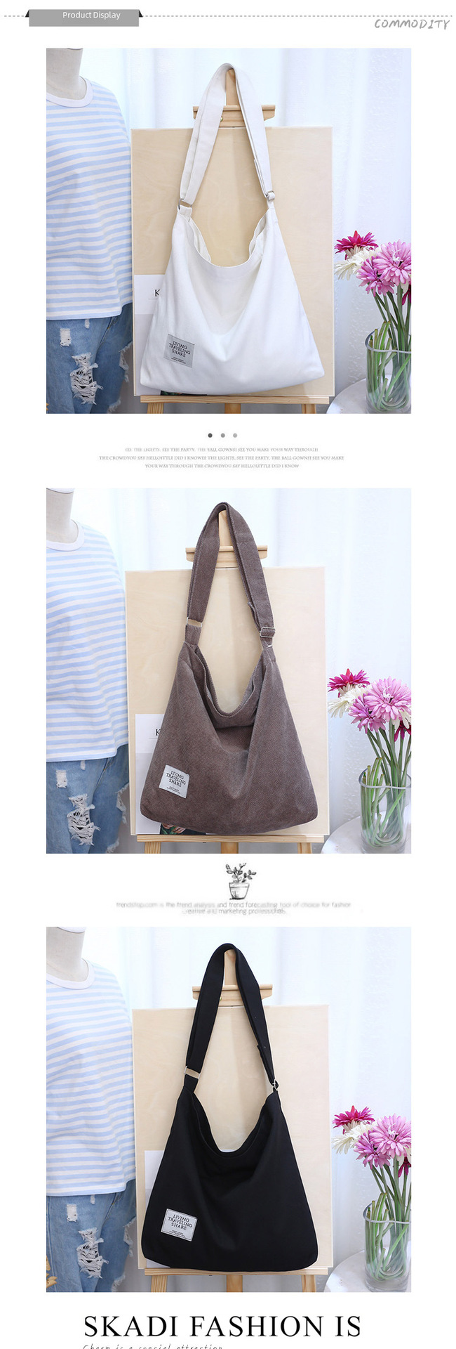 New Korean Style Simple Women's Shoulder Bag Canvas Retro Casual Women's Bag Crossbody Bag Large Capacity Canvas Bag Supply_voghion.com