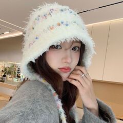 2025新款秋冬天季彩色毛绒帽子保暖韩版护耳百搭防寒显脸小渔夫帽