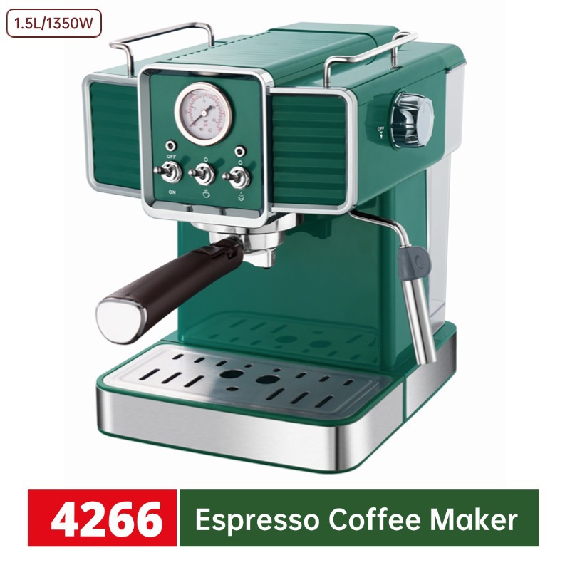 1.5L semiautomático máquina de café espresso tipo de presión de cuerpo de acero inoxidable máquina de café espresso electrodomésticos transfronterizos