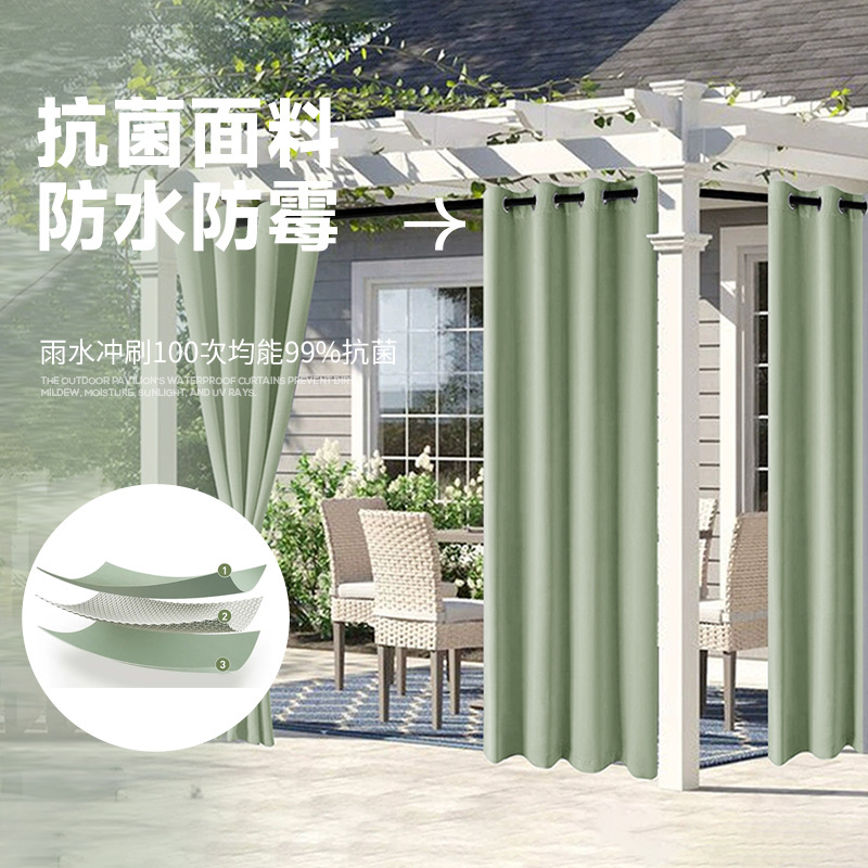 Nuevo tipo de tela de sombrilla Shaoxing Keqiao al por mayor sombrilla al aire libre cortina impermeable cortina de velcro sin agujeros productos terminados