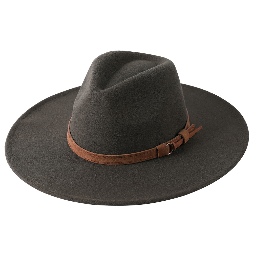 Sombrero de fieltro de ala ancha europeo-americano, sombrero de copa de lana con ala de 9 cm, sombrero de jazz unisex de otoño/invierno.