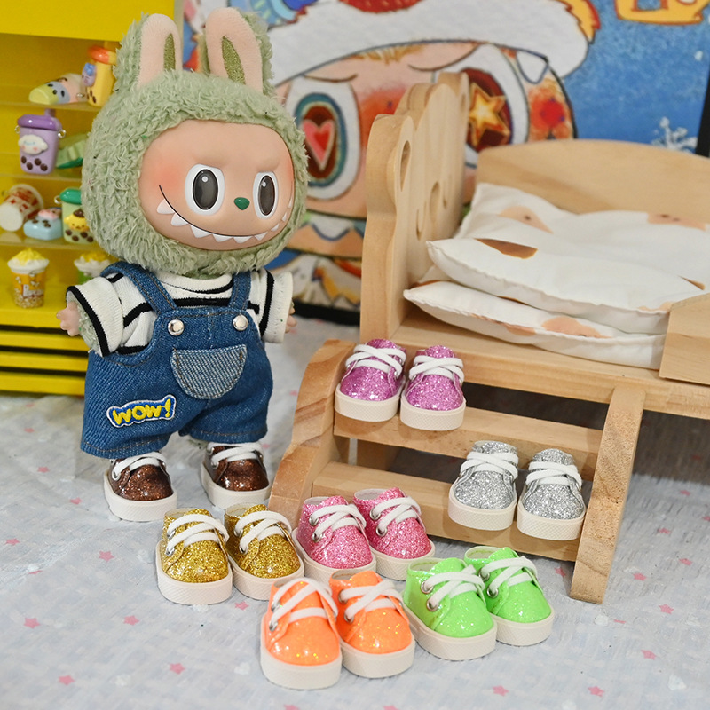 Clothes Only] One/Third Generation Labubu Doll Clothes Universal Vinyl Doll Pendant Clothes Denim Suspenders Labubu