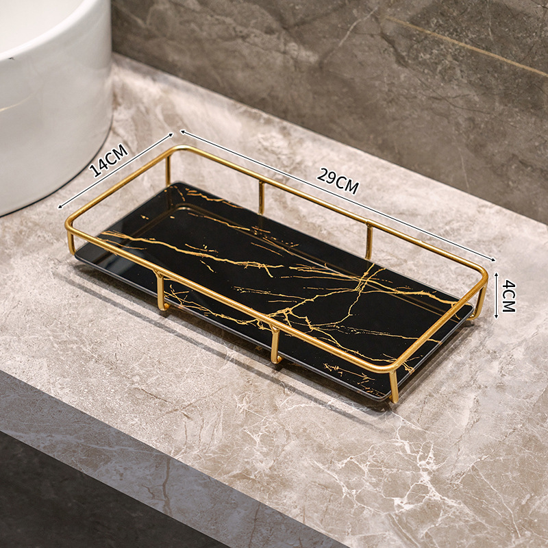 Baño inodoro lavabo lavabo lavabo caja de cosméticos estante de almacenamiento lavabo de lujo ligero bandeja de escritorio