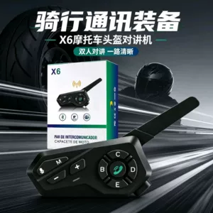Motosiklet Dəbilqə Bluetooth İnterkom X6, İki Nəfərlik Rabitə Qulaqlığı 1500m IPX6