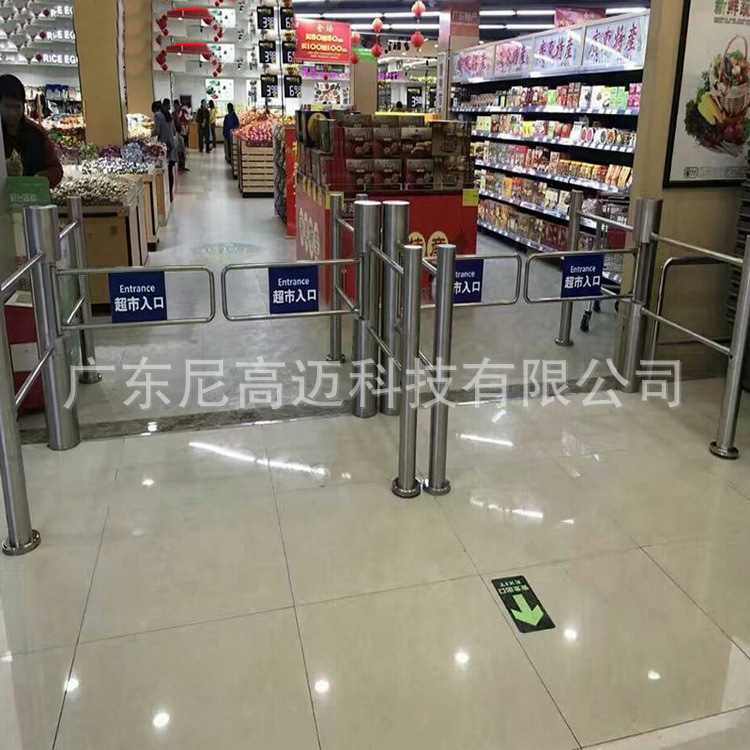邯郸超市摆闸入口机自动感应单向门半高不锈钢旋转摆动立柱电动门