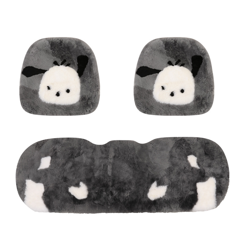 Pure wool car cushion single piece winter fur integrated three-piece car cushion warm plush seat cushion rear row strip