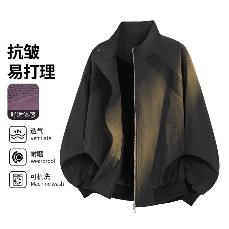 American-style stand-up collar loose sports jacket for men, new spring and autumn model, stylish, casual, versatile, trendy ins jacket