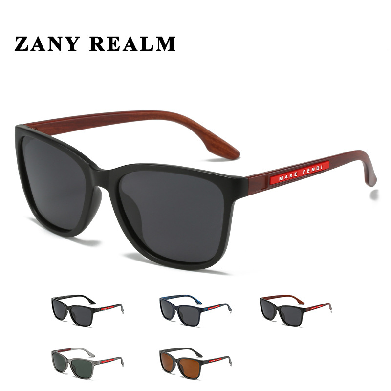 Nuevas gafas de sol polarizadas de los hombres de moda esmeriladas transfronterizas fabricante de gafas de sol de grano de madera de equitación europeo y americano en stock 3990