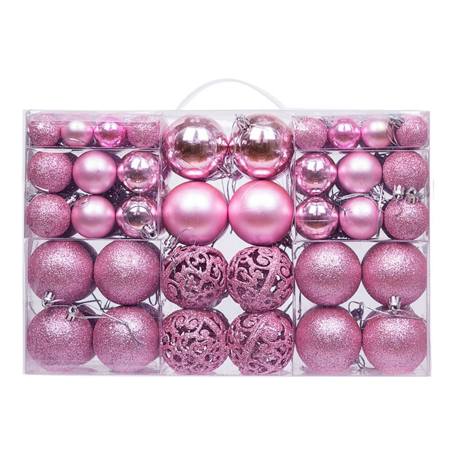 Suministros de decoración de árboles de Navidad transfronterizos 100 paquetes de bolas de plástico huecas brillantes de galvanoplastia Colgante de caja de regalo de bolas de Navidad