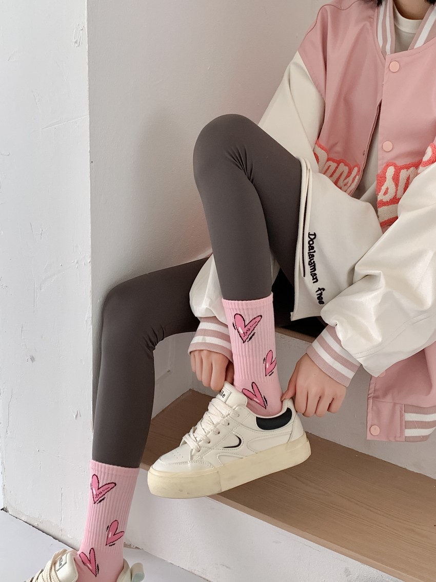 80g Weight Neutral Feel Of Sensation Socks Classification Socks Lingerie Type Cotton Fabric Type Stretchy Elasticity A Pair Quantity Daily, Street Occasion Comfort Function Letter, Heart Shape Pattern All Seasons Season Women's Gender Simple Style Style Women's Simple Style Letter Heart Shape Cotton Crew Socks A Pair 9