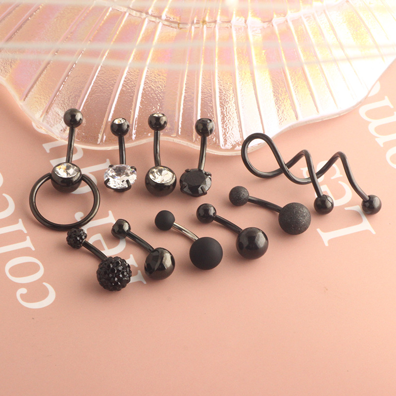 Piercing nombril en acier inoxydable avec zircon argent_voghion.com