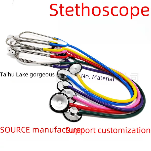 Factory direct supply aluminum single stethoscope multi-color optional teaching toy earpiece one-time only for export auscultation