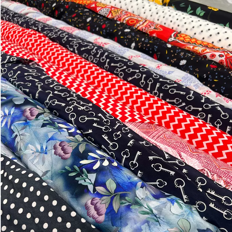 真丝双绉印花面料14姆米140幅桑蚕丝衬衫连衣裙服装布料全真丝