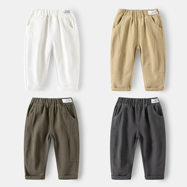 spring children's solid color trousers for boys for leisure