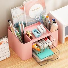 Cute children's girl student desktop stationery organizer, multi-functional large capacity pen box