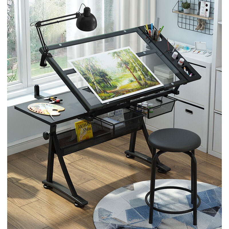 Glass Adjustable Painting Table Painting Book Painting Drawing Art Computer Designer Desk Workbench Table