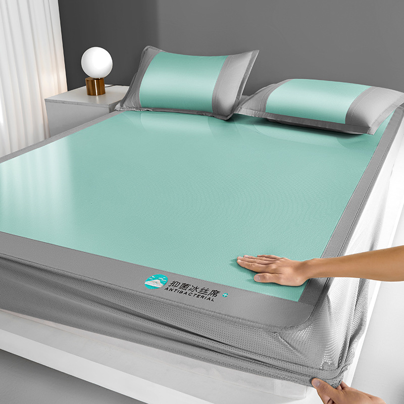 800D 항균 아이스 실크 매트 - 민트 그린 - 매트리스 커버
