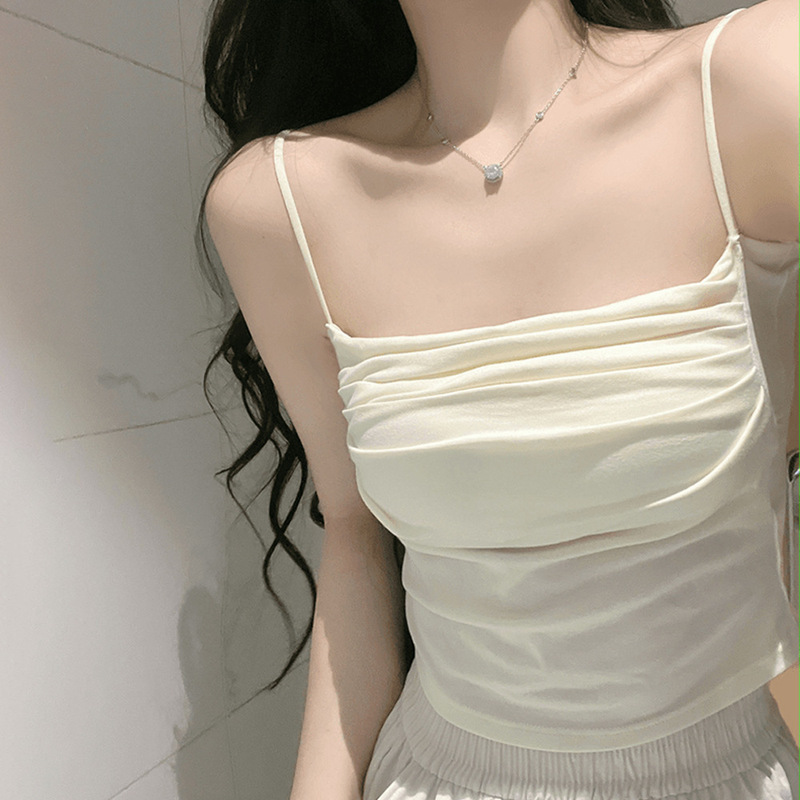 Pure Desire Sweet and Spicy Pleated Suspender Straps, Breast Pads, Slim-Fitting Bottoming, Big Breasts, Tube Top Vest Pure Desire Sweet and Spicy Pleated Suspender Straps, Breast Pads, Slim-Fitting Bottoming, Big Breasts, Tube Top Vest