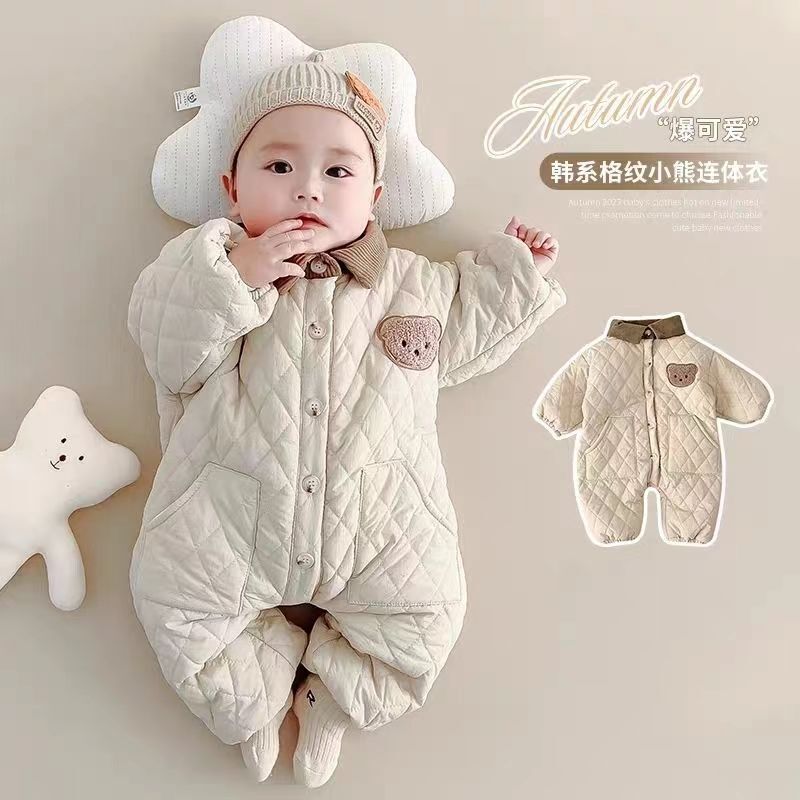 Newborn Baby One-piece Clothes Spring, Autumn and Winter Hayi Cotton Thin Cotton Out-of-home suit Thickened One-year-old Men's Cotton-padded Jacket Newborn Baby One-piece Clothes Spring, Autumn and Winter Hayi Cotton Thin Cotton Out-of-home suit Thickened One-year-old Men's Cotton-padded Jacket