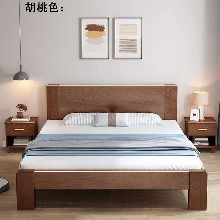 Nordic Modern Simple Small Apartment Sturdy and Durable Apartment B&B Rental Room Double Single Rubber Wood Solid Wood Bed