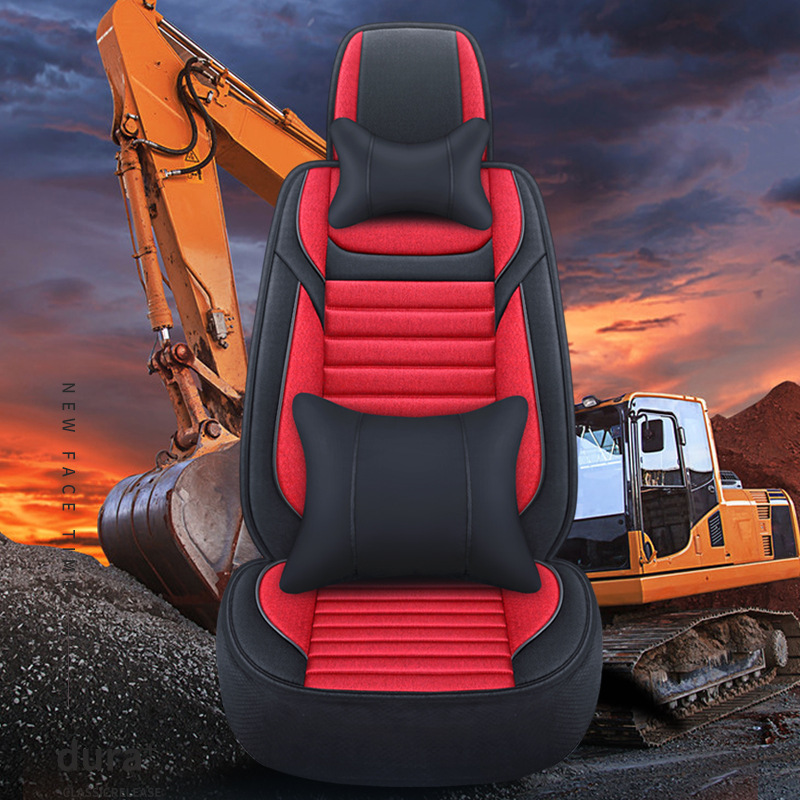 挖掘机坐垫装载机吊车单座座套亚麻透气四季通用一件代发布套座椅