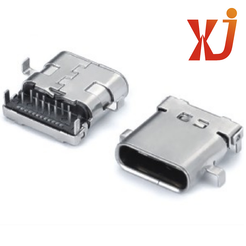 大功率TYPE C母座24p 沉板Type c插口前插后贴  USB插座快充24P