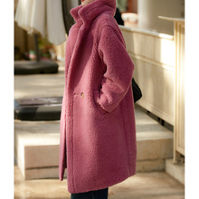 重磅皮毛一体 羊毛+骆驼绒泰迪颗粒大衣外套海宁皮草高端女装